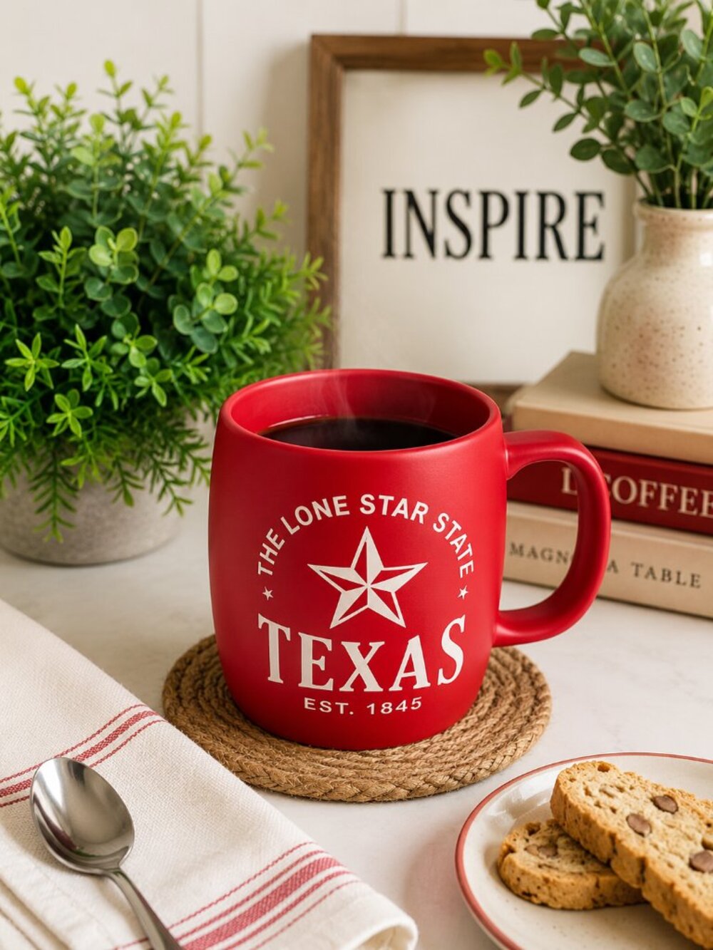 Americaware Georgia Etched Matte Stoneware Souvenir Mug | Red | 22oz